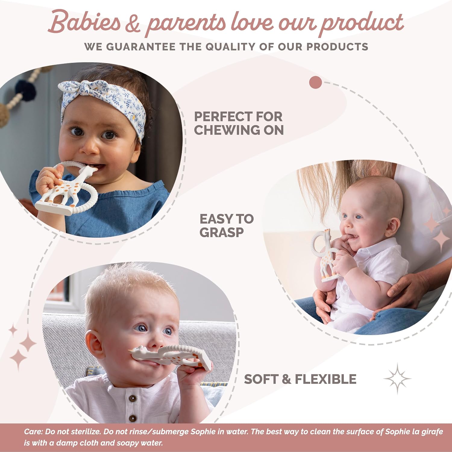 Sophie la girafe Teething Ring for Babies, Made from Natural Rubber, Soft Easy to Hold Baby Teether with Multi Texture Gum Relief, BPA and Phthalate Free