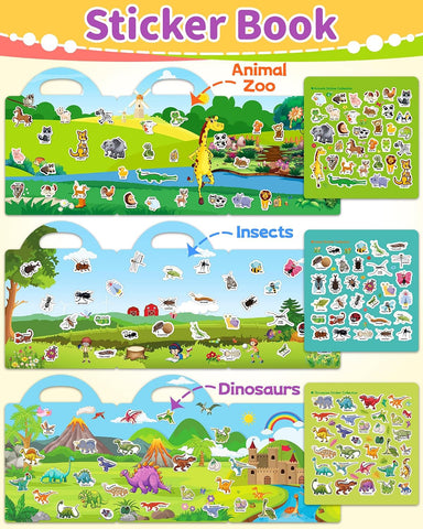 Benresive Reusable Sticker Book for Toddlers, Stickers for Kids, Travel Toy