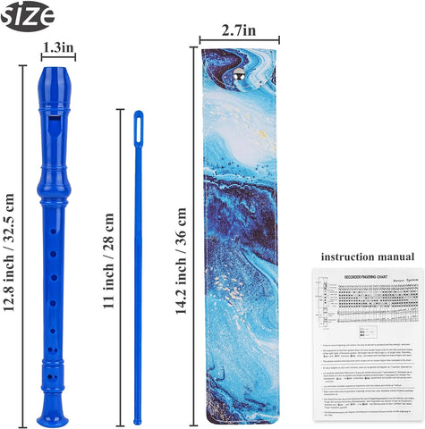 Recorder Instrument for Beginner Adults,8-Hole Soprano Descant Recorder Music Flute with with Cleaning Rod & Leather Case For Home Entertainment(2-Blue Quicksand)