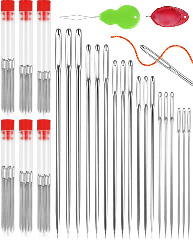 FIVEIZERO Large Eye Needles for Hand Sewing, 60 Pack, Assorted Sizes, Sewing Needles, Needles, Needles for Sewing, Embroidery Needles for Hand Sewing, Sliver