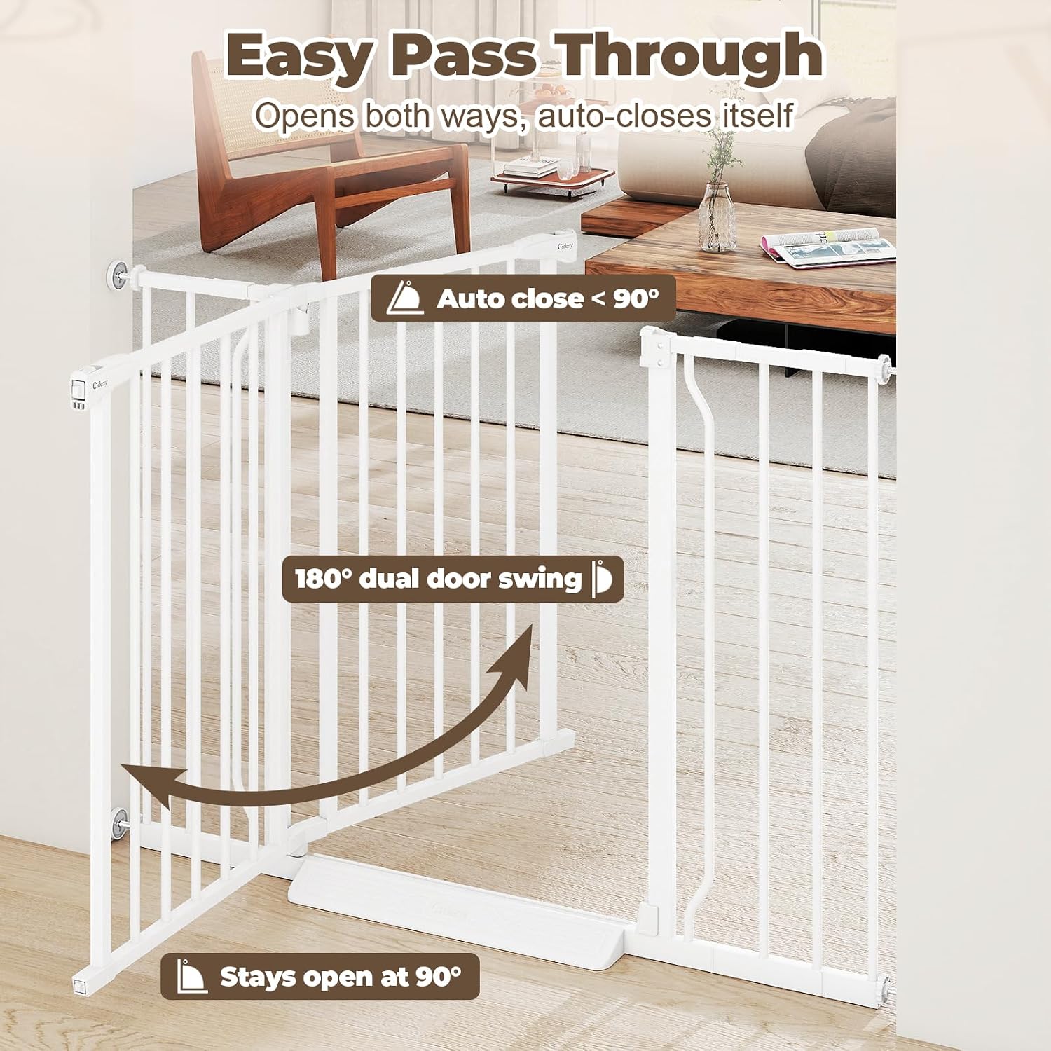 29"-45" Baby Gate for Stairs & Doorways, Auto Close Dog Gate Indoor