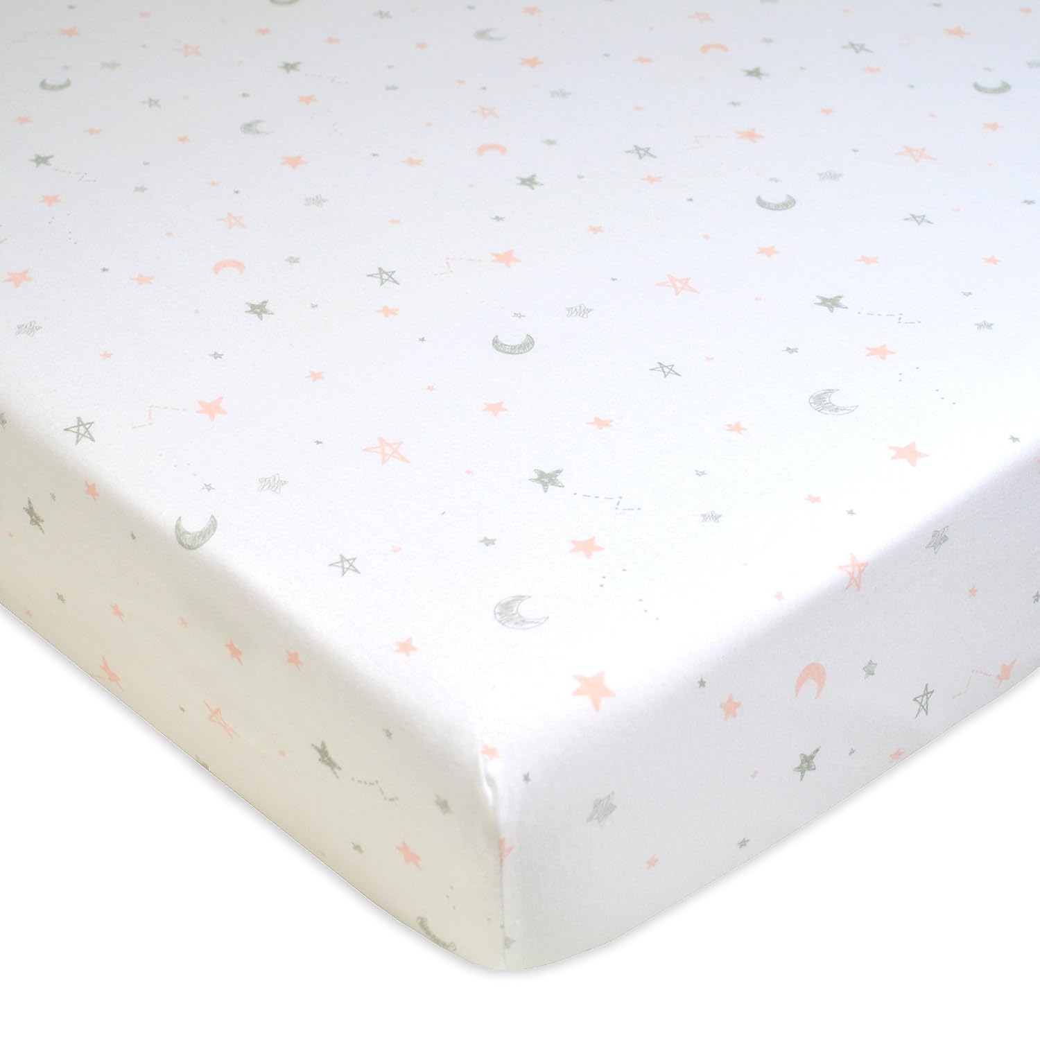 American Baby Company 2 Pack Fitted Crib Sheets 52x28", Pink Star and Blush