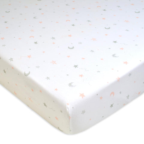 American Baby Company 2 Pack Fitted Crib Sheets 52x28", Pink Star and Blush