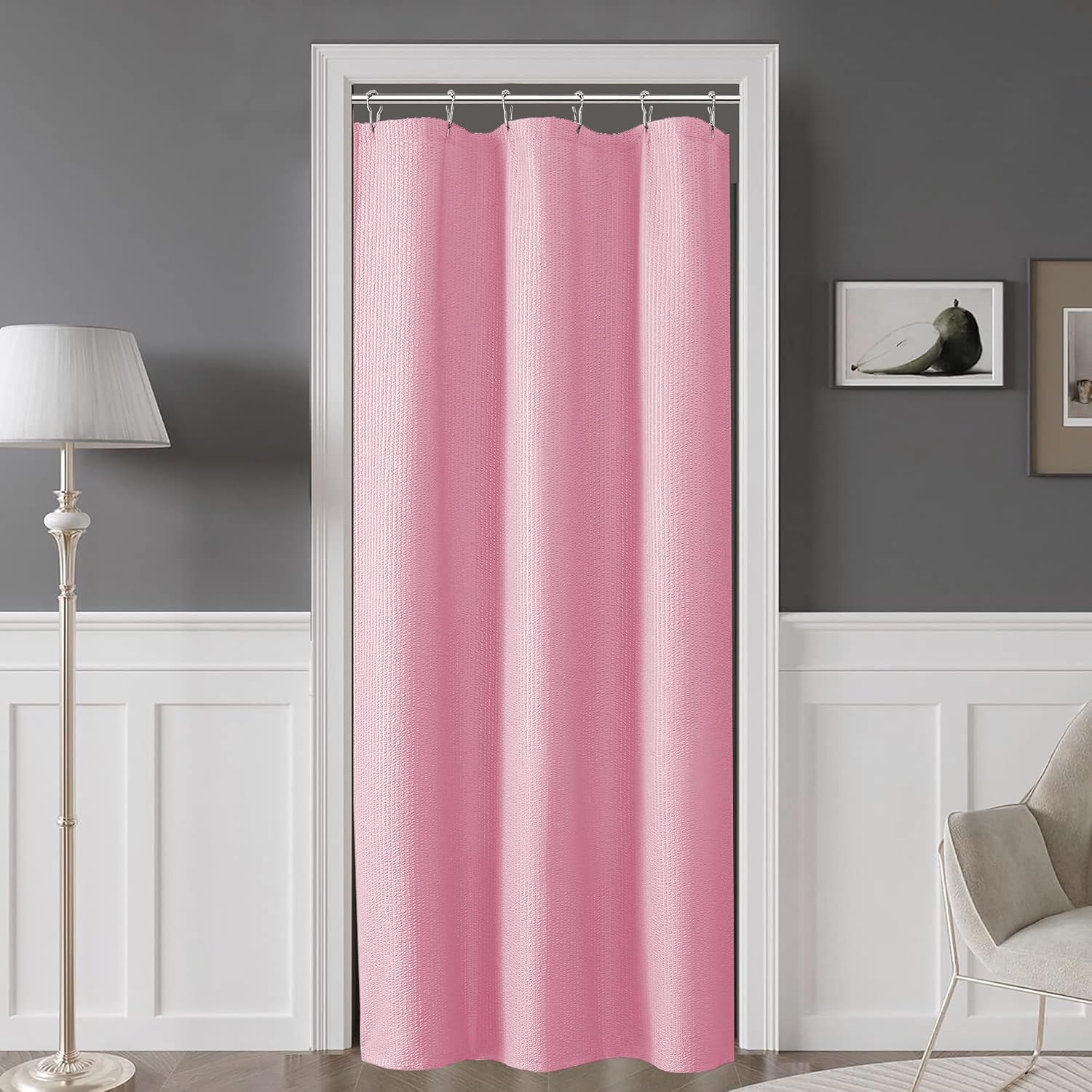 OVZME Small Stall Shower Curtain - Embossed Textured Bathroom Curtain, 36 x 72 Shower Curtain for RV Camper, Machine Washable Water Resistance, Hot Pink