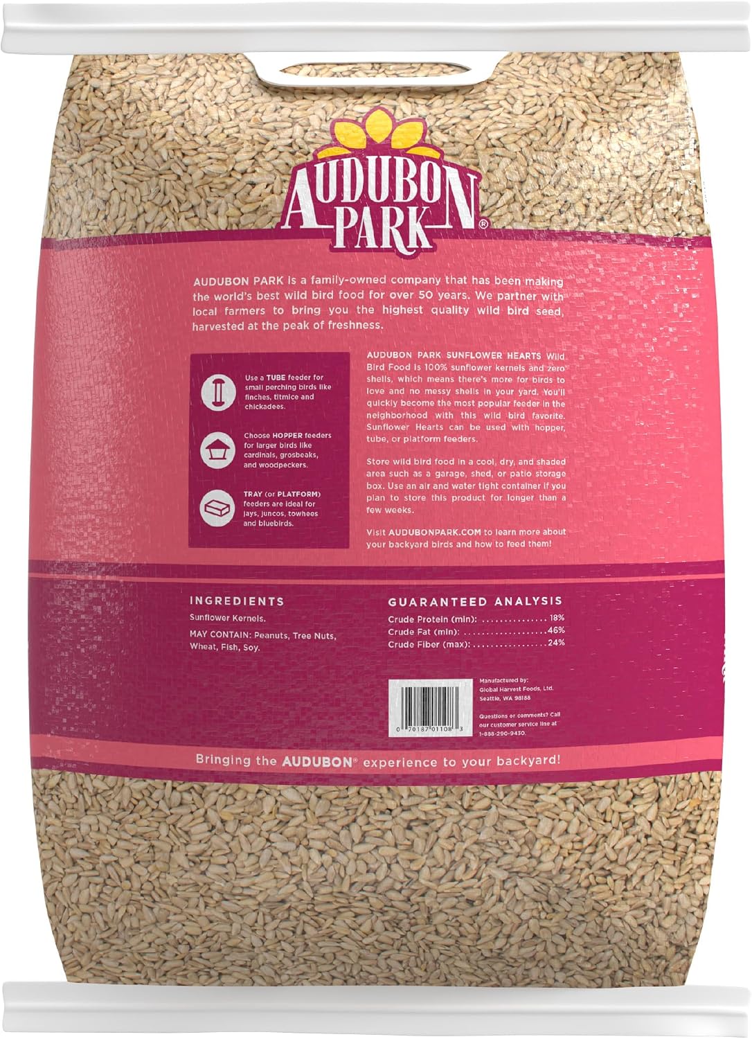 Audubon Park Sunflower Hearts Wild Bird Seed, 15-lb.