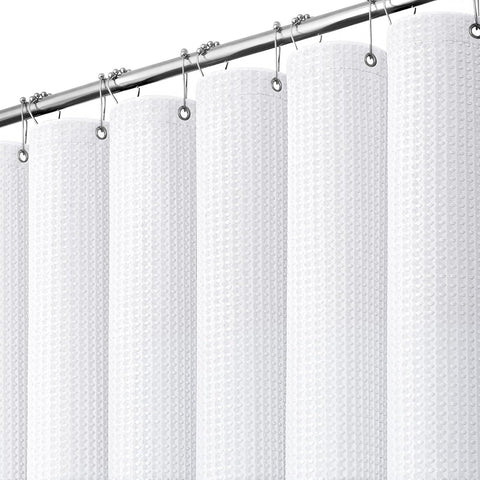 Dynamene Waffle Shower Curtain 256 GSM Heavy Duty Fabric 72"x72" White
