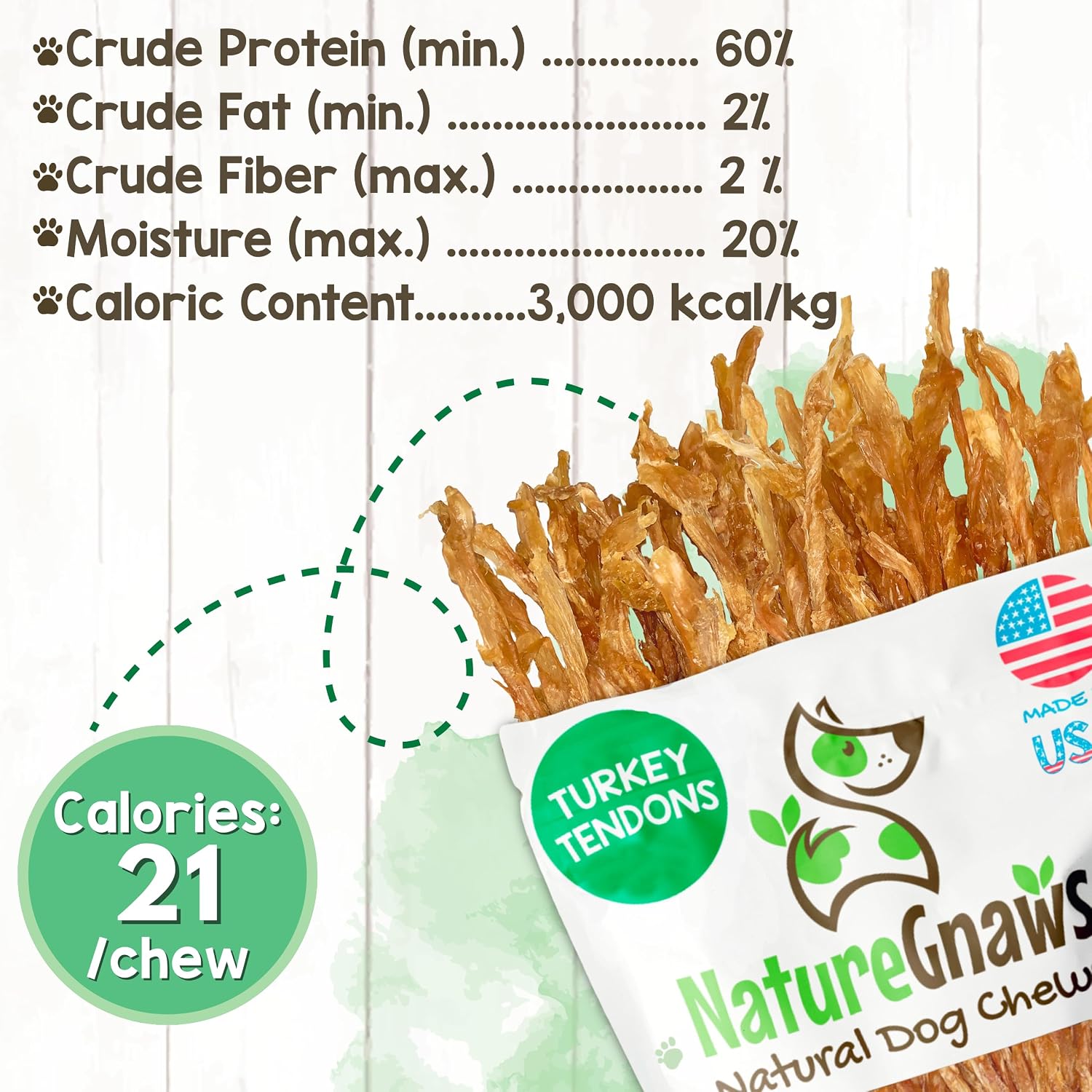 Nature Gnaws USA Turkey Tendons Dog Treats, 4 oz
