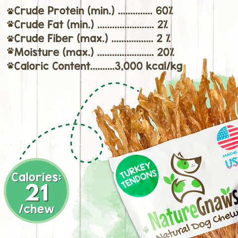 Nature Gnaws USA Turkey Tendons Dog Treats, 4 oz