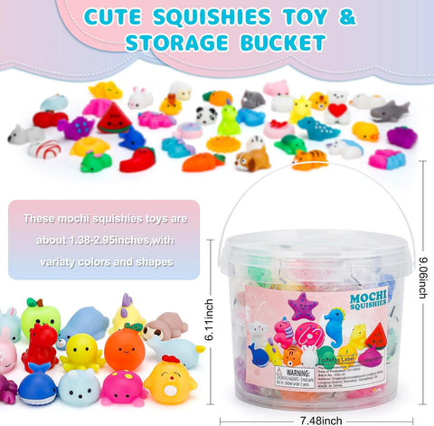 100 Pack Mochi Squishy Toys, Party Favors for Kids 4-8-12,Birthday Gifts Treasure Box Classroom Prizes Goodie Bag Stuffers, Mini Squishy Fidget Toys, Carnival Prizes in Bulk