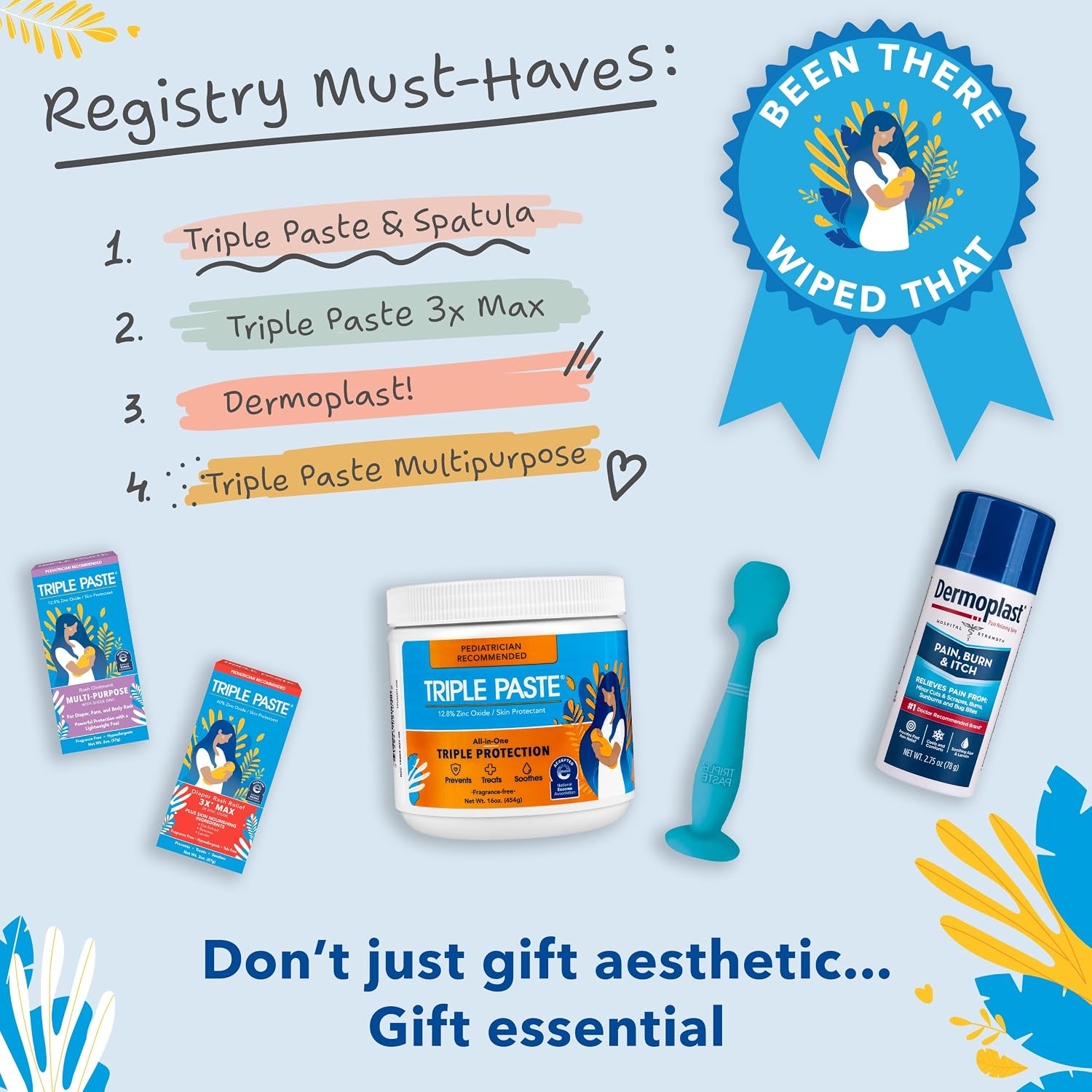 Triple Paste Diaper Rash Cream & Baby Spatula Bundle, 16 oz