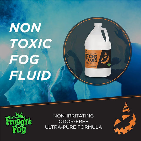 Froggy's Fog Halloween and Party Fog Fluid, High Output Long-Lasting Fog Juice for 400-1500 Watt Water-Based Fog Machines, Great for Pro and Home Haunters, Theatrical Effects, DJs, and More, 1 Gallon