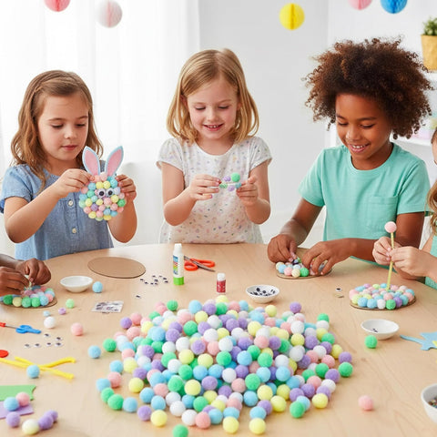 Caydo [400 pcs] - 300PCS 1 Inch Macaroon Pom Poms with 100PCS Wiggle Eyes