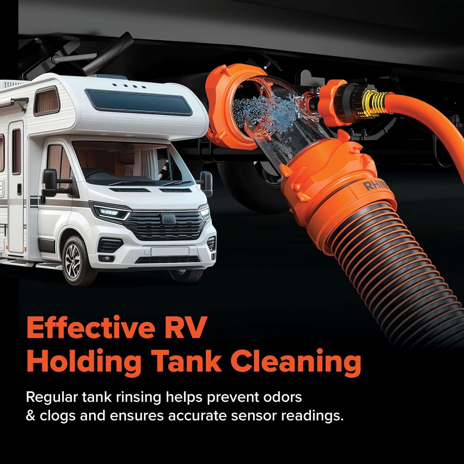 Camco Rhino Blaster RV Tank Rinser with Backflow Preventer, 45-Degree Elbow