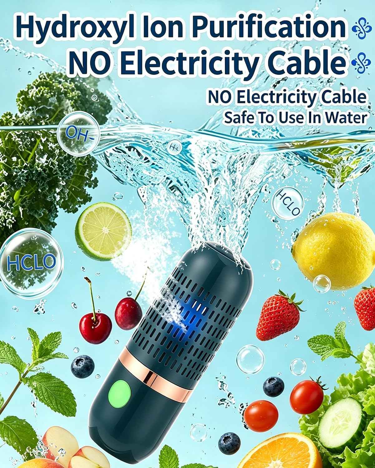 Portable Fruit and Vegetable Washing Machine, Cordless Food Purifier