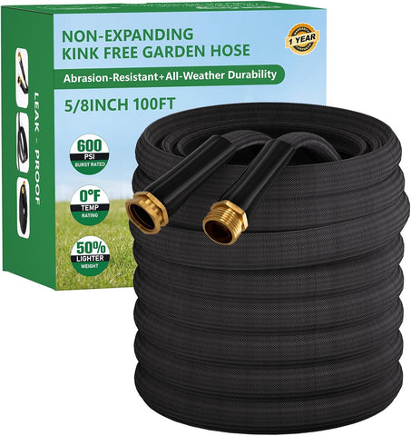 Garden Hose 100FT, Non-Expanding Water Hose Ultra Lightweight
