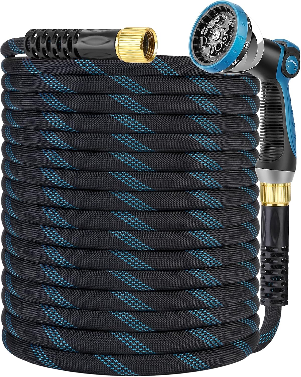 Non-Expanding Garden Hose 25 ft, Kink Free Flexible Water Hose with 10-Pattern Spray Nozzle, Lightweight Hose Pipe, Leak Proof, 3/4" Swivel Connectors, Super Fabric, Portable Storage Strap