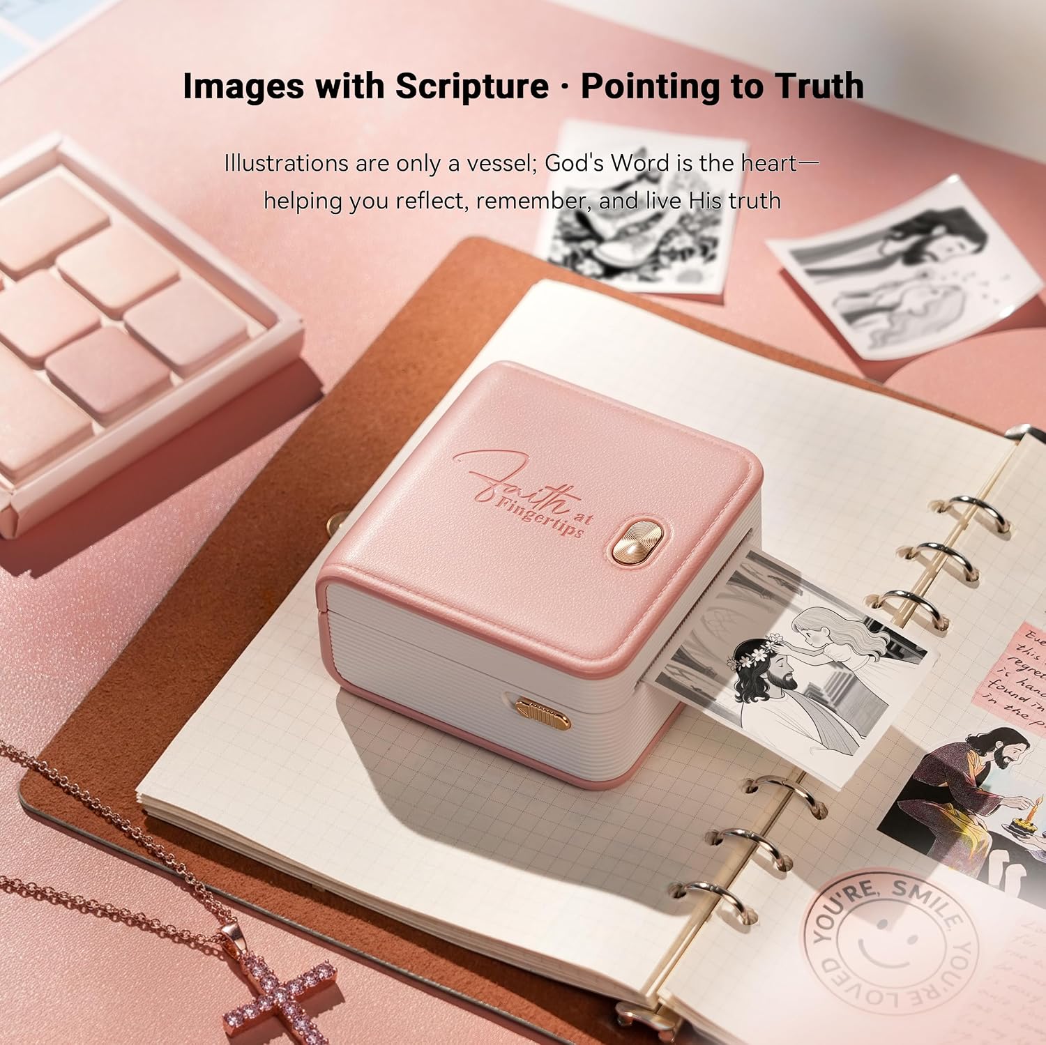 Pink Bible Study Journaling Supplies, Mini Sticker Printer F21 Kit