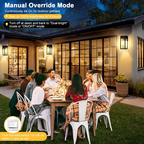 Porch Lights with GFCI Outlet, 2-Pack Motion Sensor Outdoor Lights