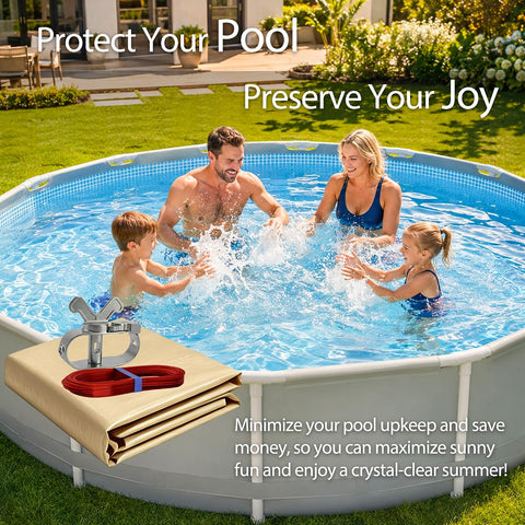 [Ultra-Thick] 24FT Pool Covers for Above Ground Pools, Easy Install Remove
