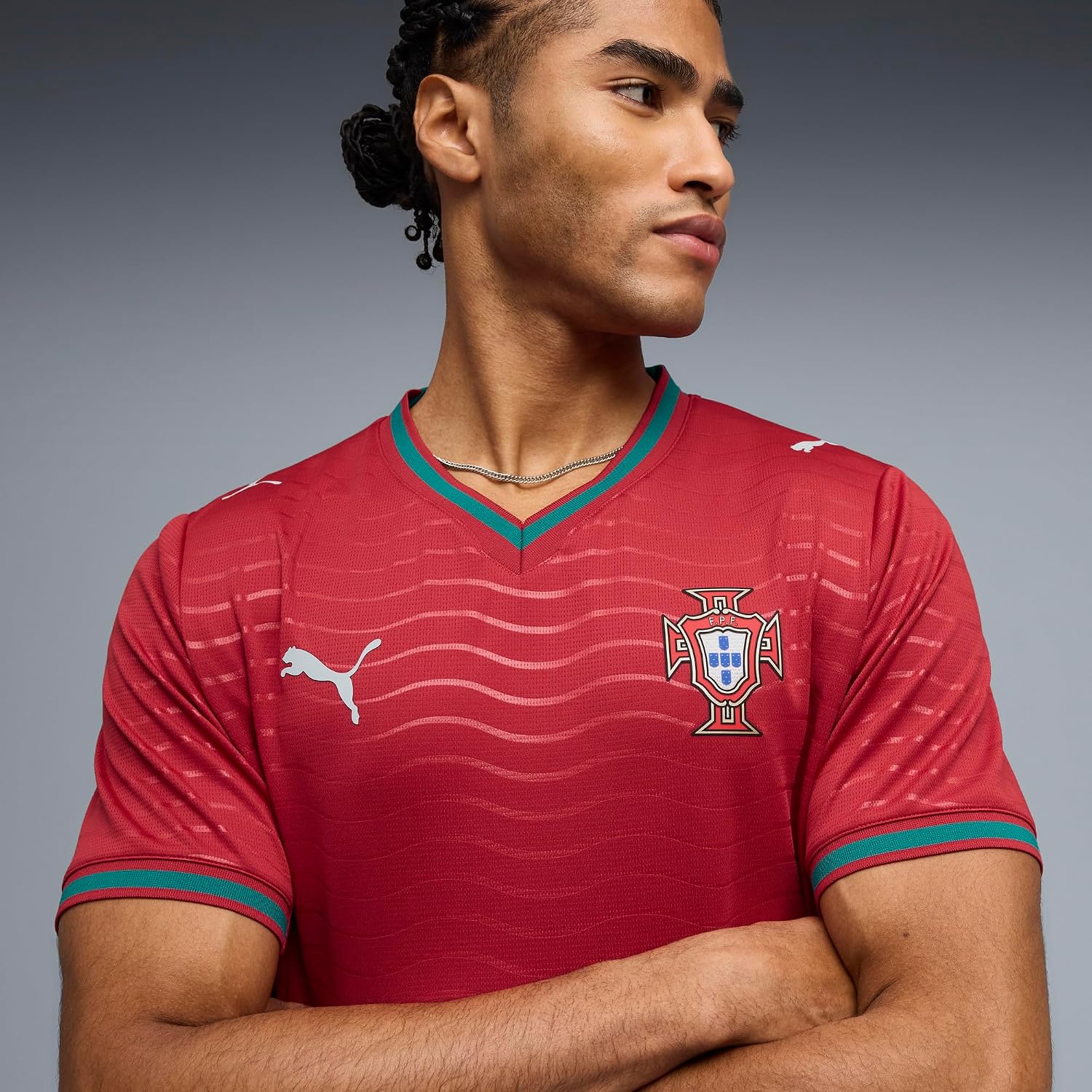 PUMA Mens Portugal Home Crew Neck Short Sleeve Jersey Casual