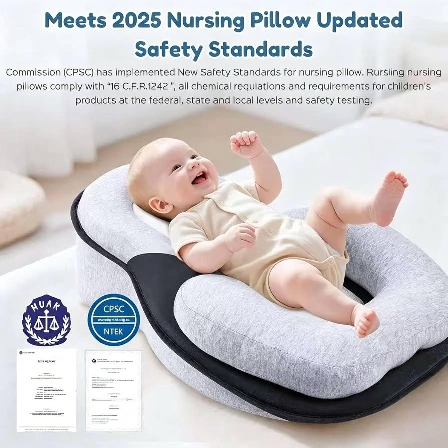 Baby Lounger Pillow for Infant Support Cushion Reflux Breastfeeding Pillow, Bottle Feeding, Tummy Time, Adjustable Baby Wedge Lounger Pillow for Reducing Spit-Up