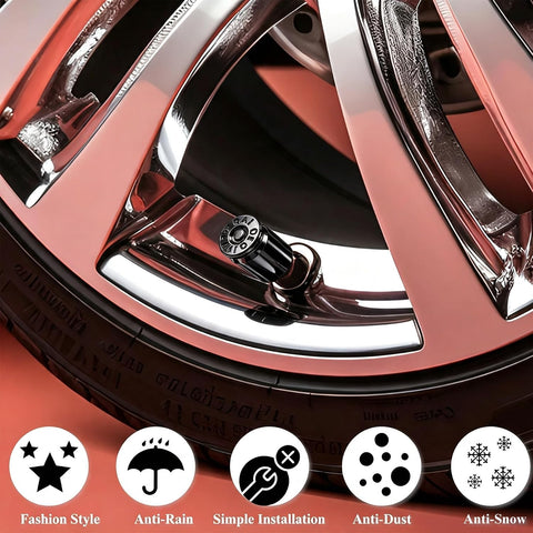 4PCS Bullet Shell Tire Valve Stem Caps, Aluminum Alloy Car Air Stem Cap, Universal Dustproof Tire Valve Stem Covers for Cars, SUV, Trucks, Bikes, Motorcycles, Bicycles (Black)