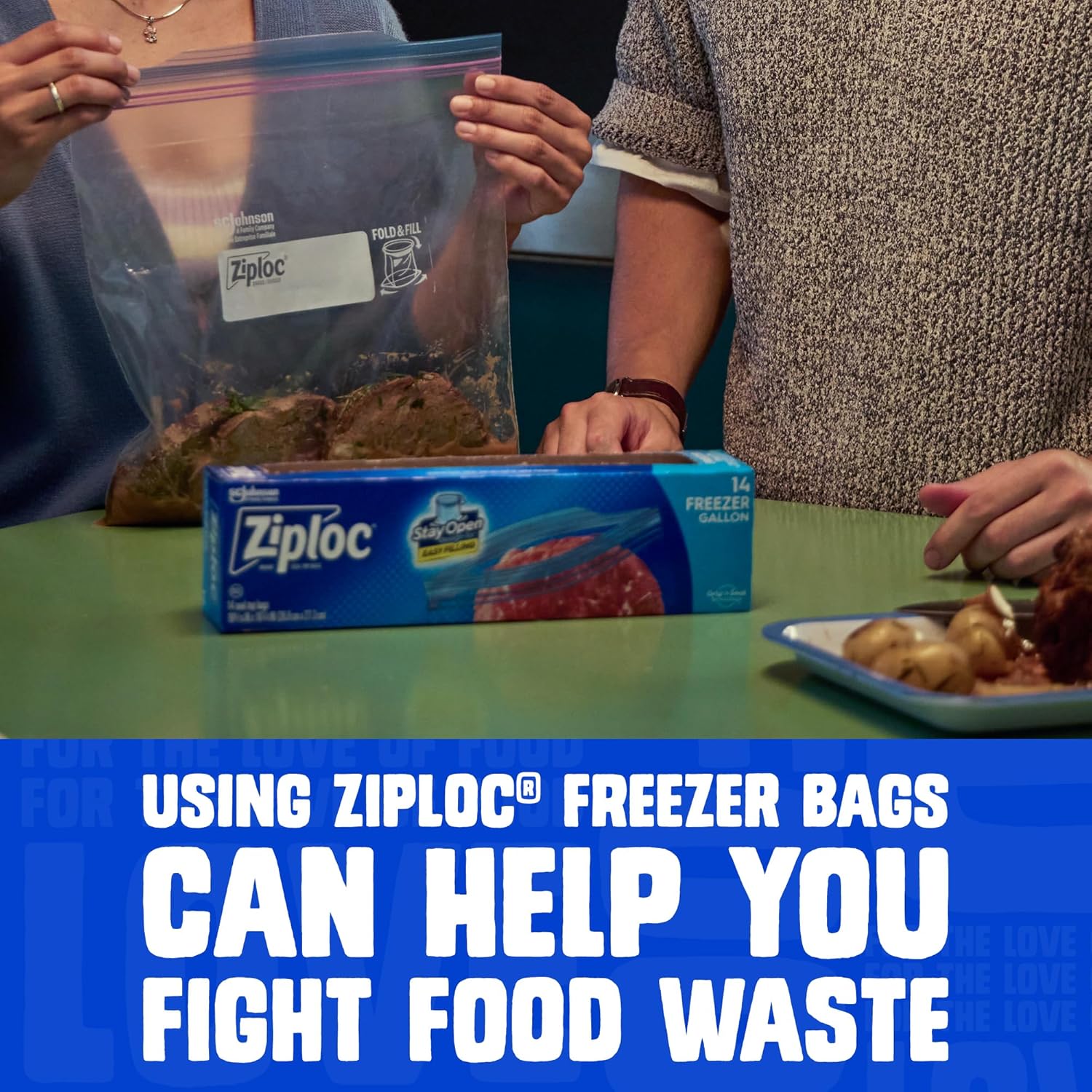 Ziploc Gallon Food Storage Freezer Bags, Stand-Up Bottom, Easy to Fill, 16 Count
