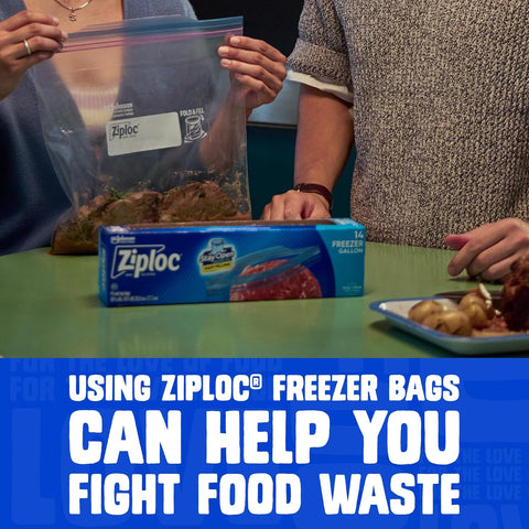 Ziploc Gallon Food Storage Freezer Bags, Stand-Up Bottom, Easy to Fill, 16 Count