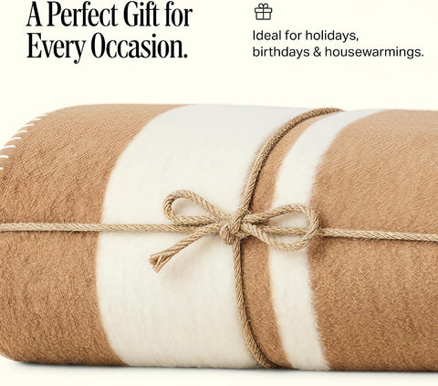 Preston Lane Highrise Throw Blanket, 50 x 70 in, Soft Cotton Blend - Camel