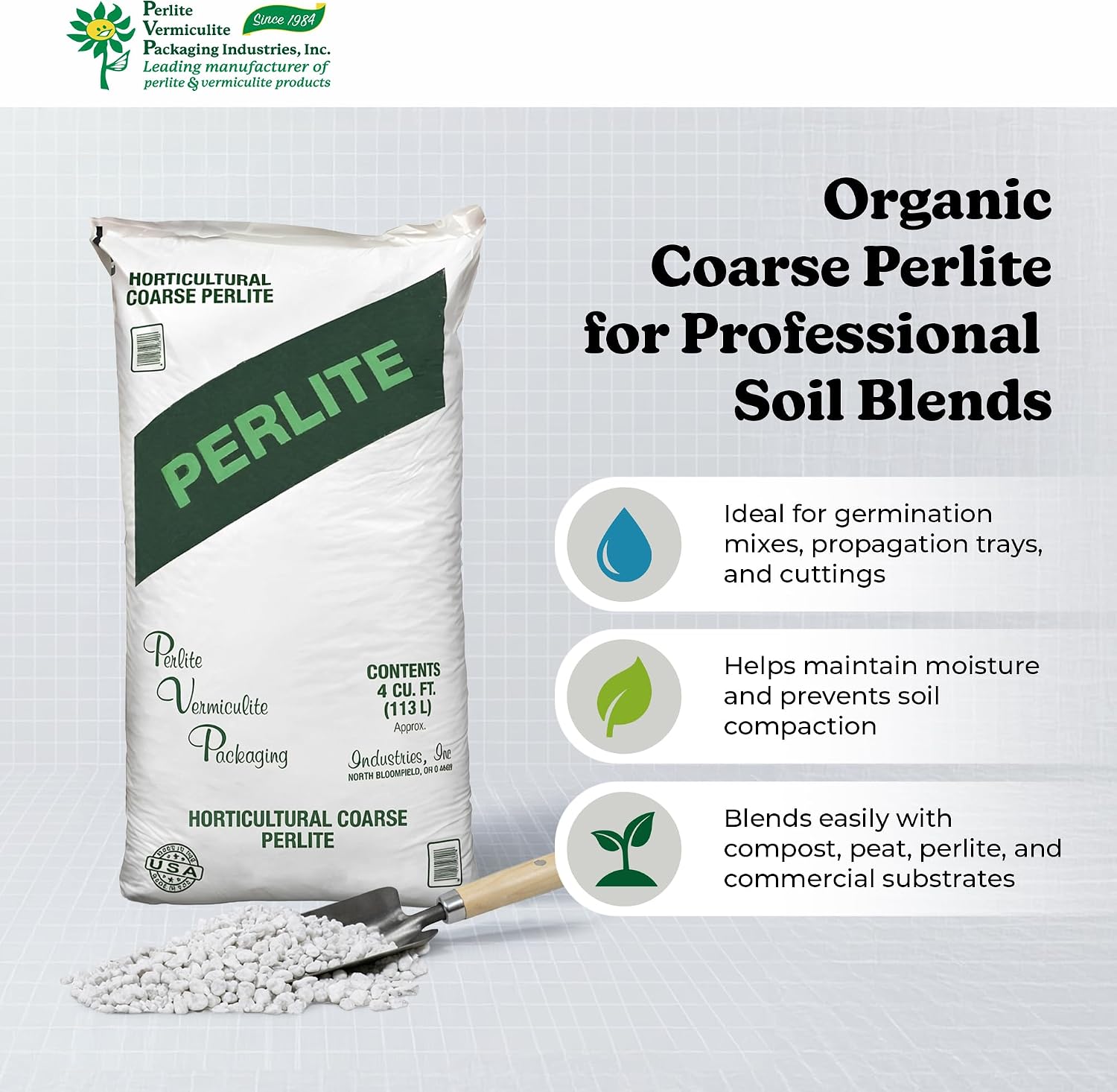 PVP Industries Organic Coarse Perlite for Planting and Garden Soil, 120 Qt
