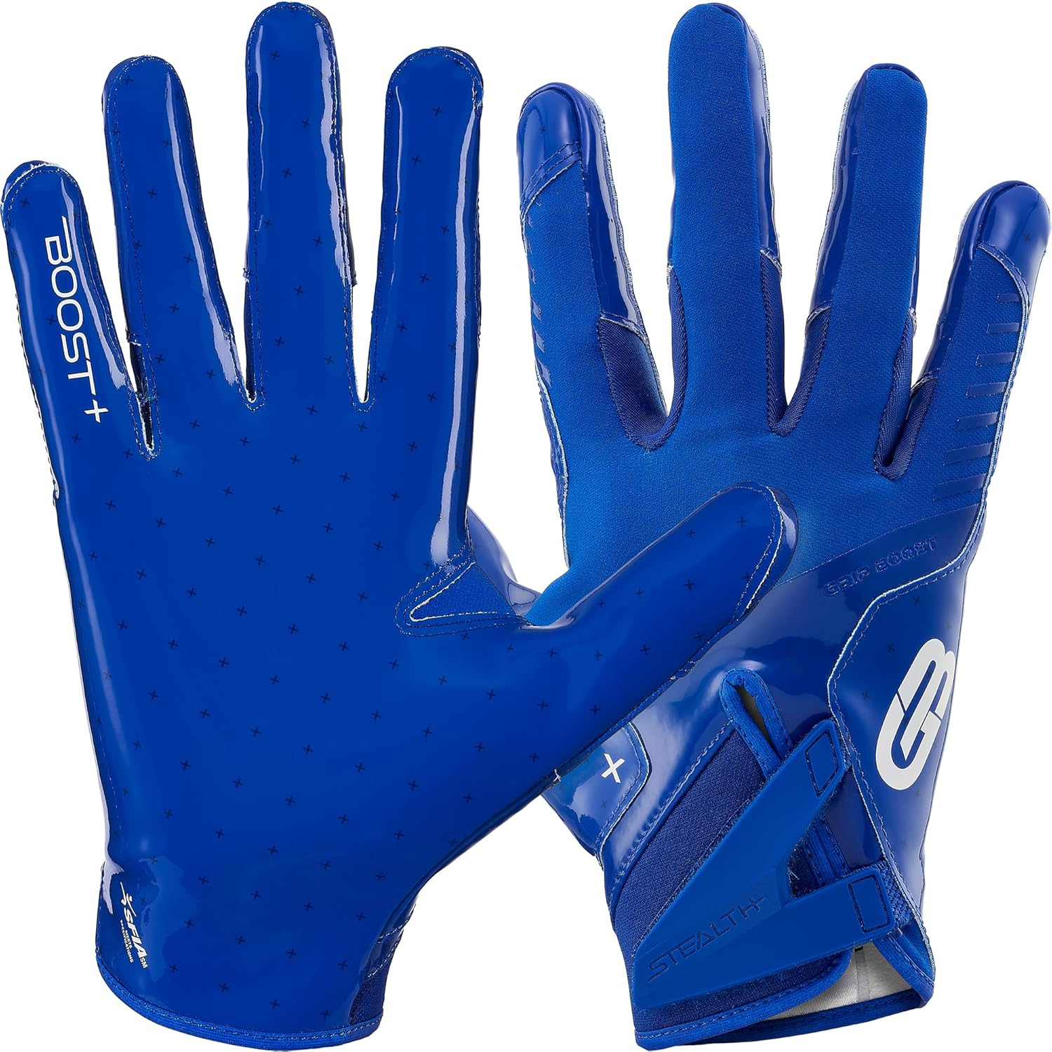 Grip Boost Football Gloves - Solid Stealth 6.0 Boost Plus Sticky Technology - Adult and Youth Football Gloves for Wide Receiver - Men's and Boys Sizes