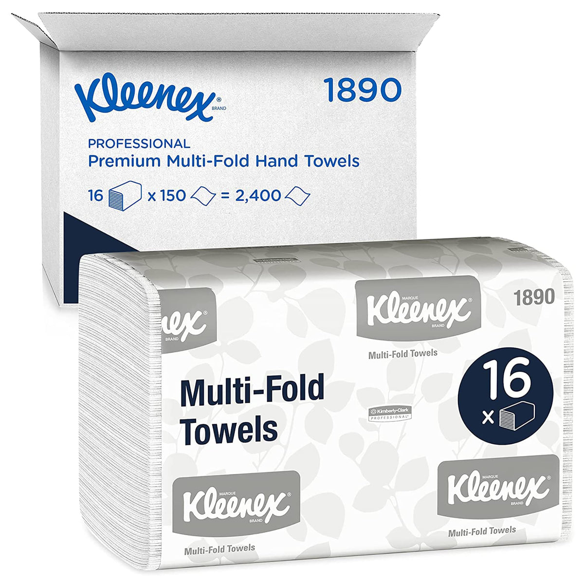 Kleenex® Multi-Fold 1-Ply Hand Towels, 9-3/16" x 9-3/8", 150 Towels Per Sleeve, Case Of 16 Sleeves