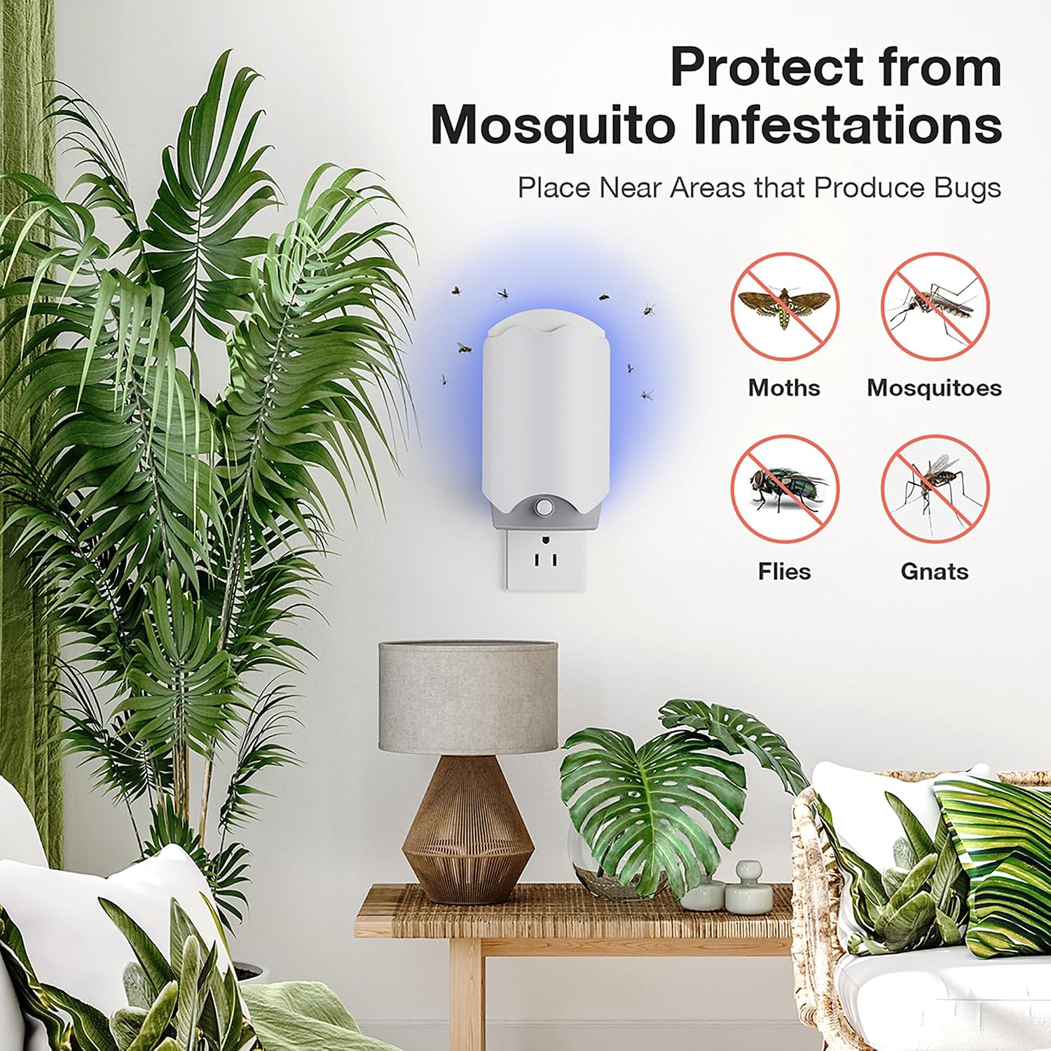 Fly Trap Indoor, Plug-in UV Flying Insect Traps, 2 Pack with 6 Refills
