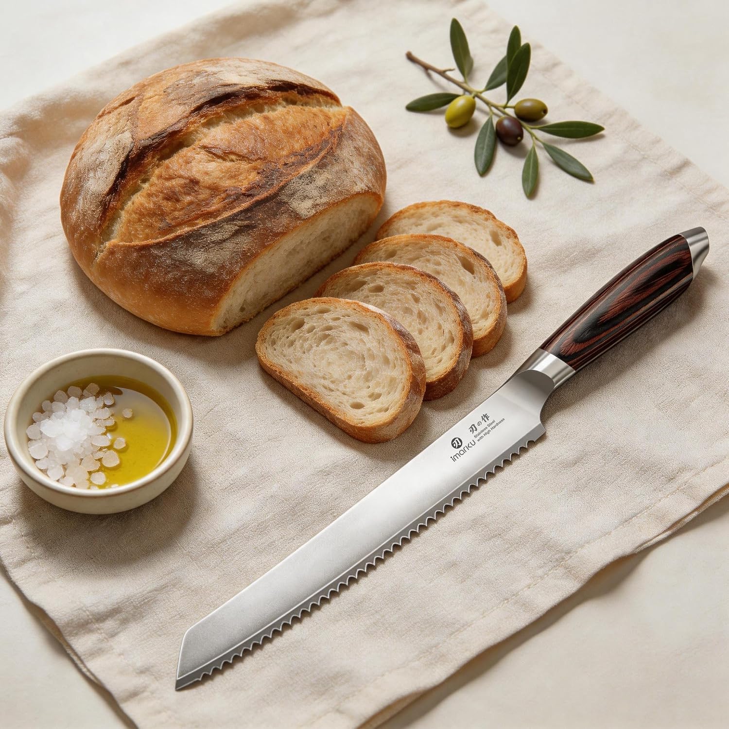 imarku Bread Knife 10 Inch,Japanese Professional Grade Serrated Bread Knife