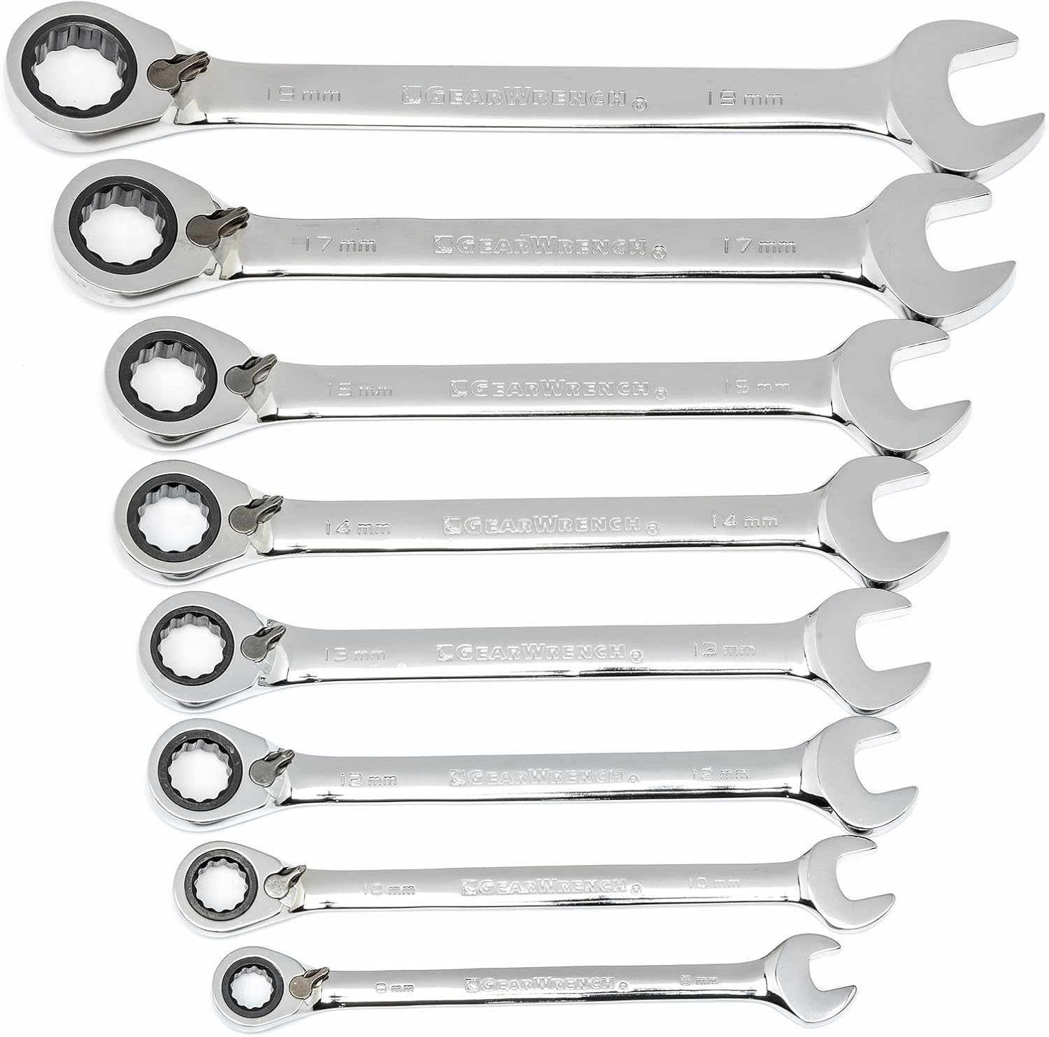 GEARWRENCH 8 Pc 72T Reversible Ratcheting Combination mm Wrench Set | 9543