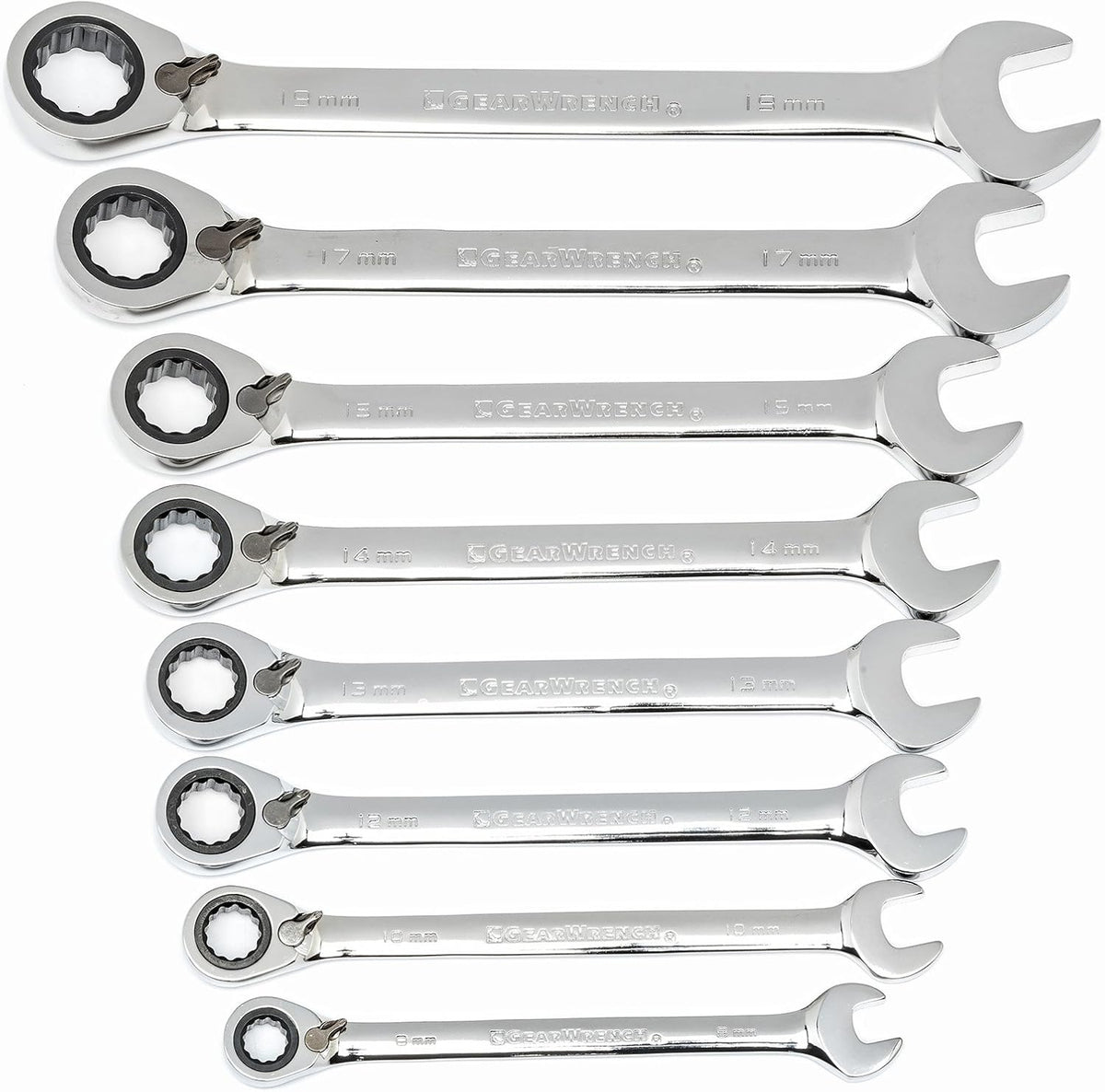 GEARWRENCH 8 Pc 72T Reversible Ratcheting Combination mm Wrench Set | 9543