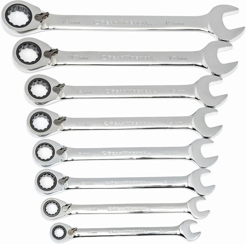 GEARWRENCH 8 Pc 72T Reversible Ratcheting Combination mm Wrench Set | 9543