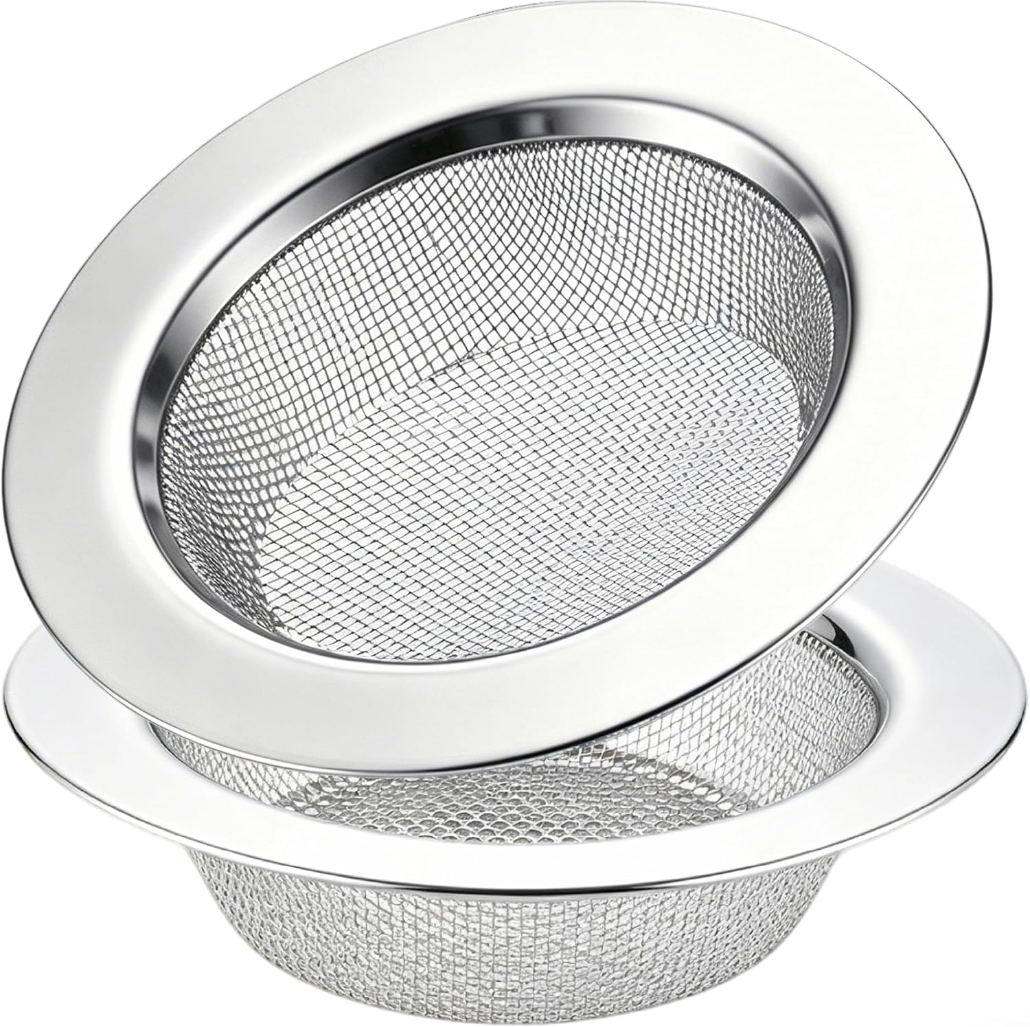 LASSHSWA 2 PCS Kitchen Sink Strainer Stainless Steel, Kitchen Sink Drain Strainer， Sink Strainers with Large Wide Rim 4.5" Diameter for Kitchen Sinks