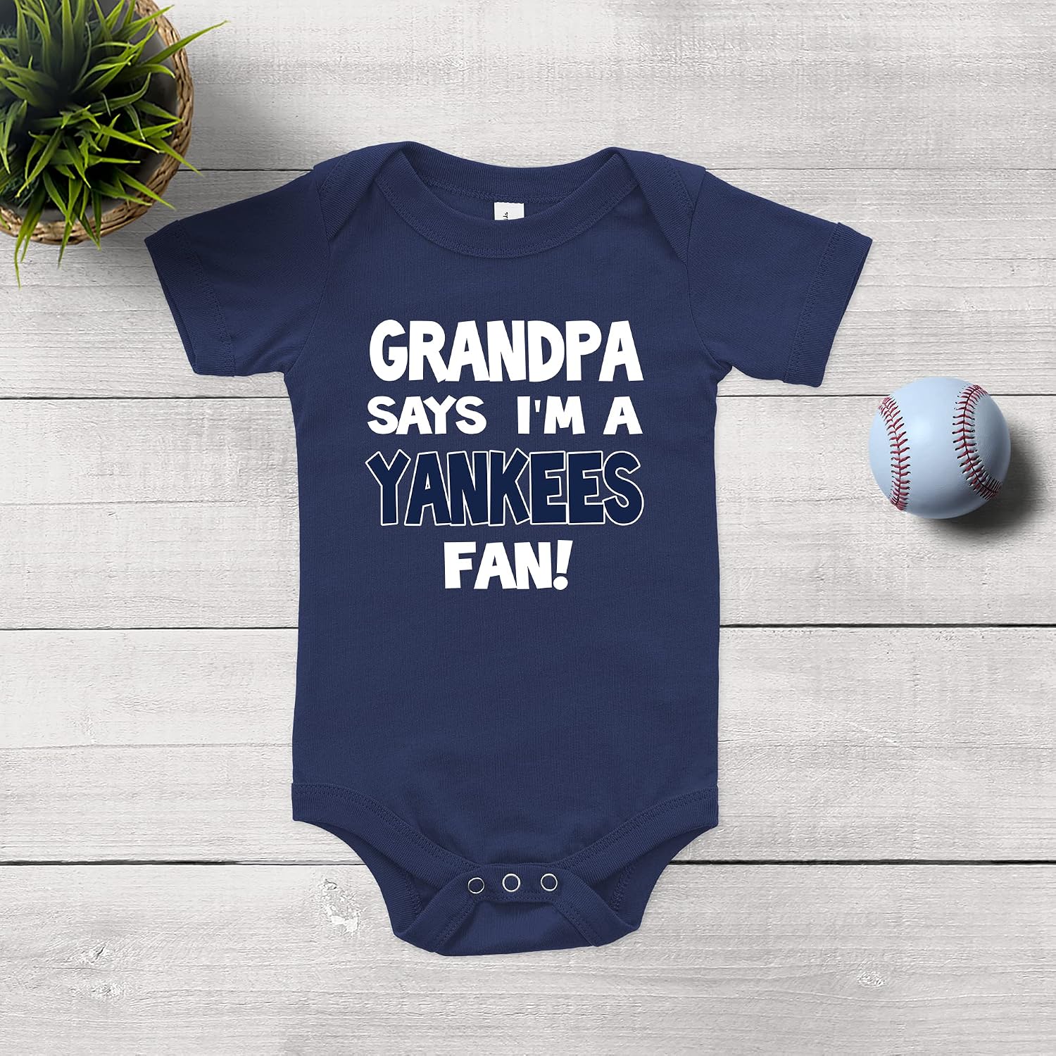 NanyCrafts Baby's Grandpa Says I'm a Yankees Fan Bodysuit, Baby Yankees Fan