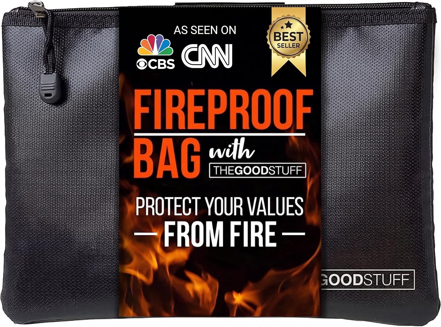Fireproof Document Pouch (10"x13")- Protect Cash with a Fire Safe Money Bag