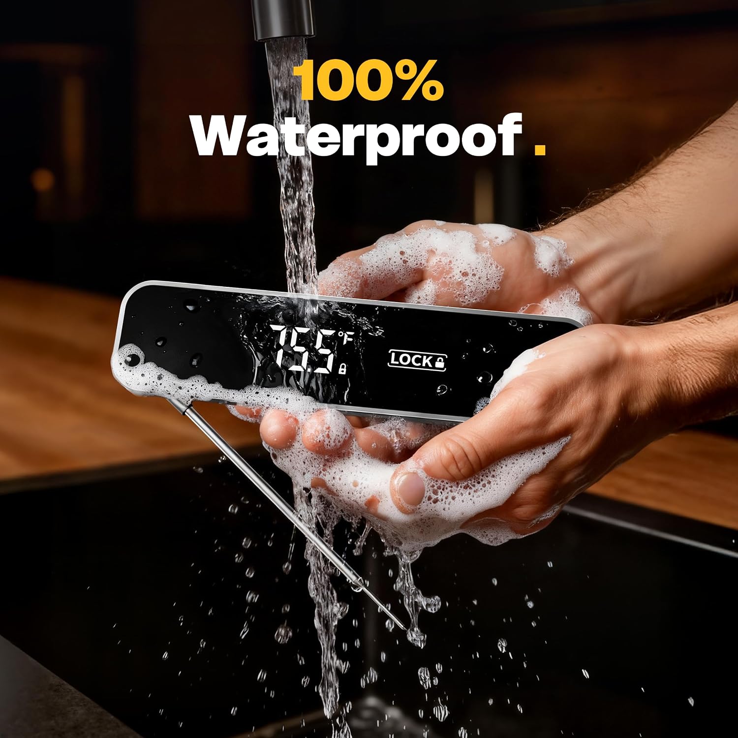 0.3 Sec Instant Read Meat Thermometer Digital for Grilling, Grey