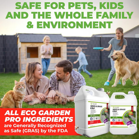 ECO Garden PRO - Organic Vinegar Weed Killer | Kid/Pet Safe | Clover Moss, Green Grass & Poison Ivy Killer for Lawns | Spray Ready Glyphosate Free Herbicide (1 Gallon)