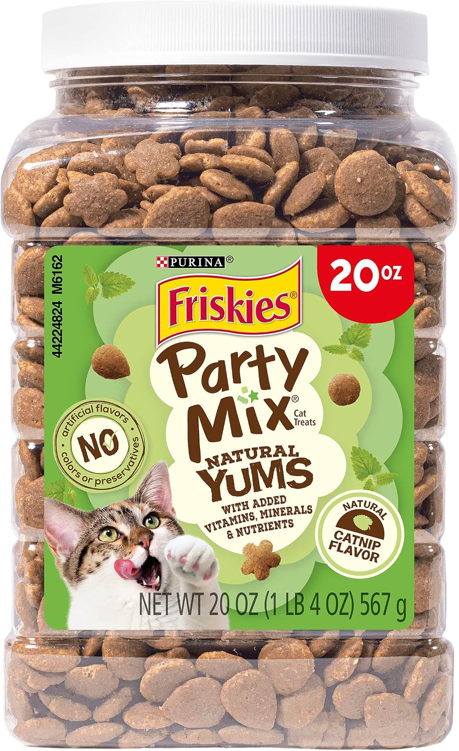 Friskies Purina Party Mix Natural YUMS Catnip Cat Treats, 20 oz Canister