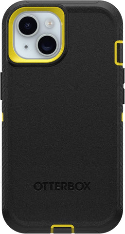 OtterBox iPhone 15, iPhone 14, & iPhone 13 (Only) - Defender Series Screenless Case - Night (Black & Yellow) - Rugged & Durable - with Port Protection - Holster Clip Includes