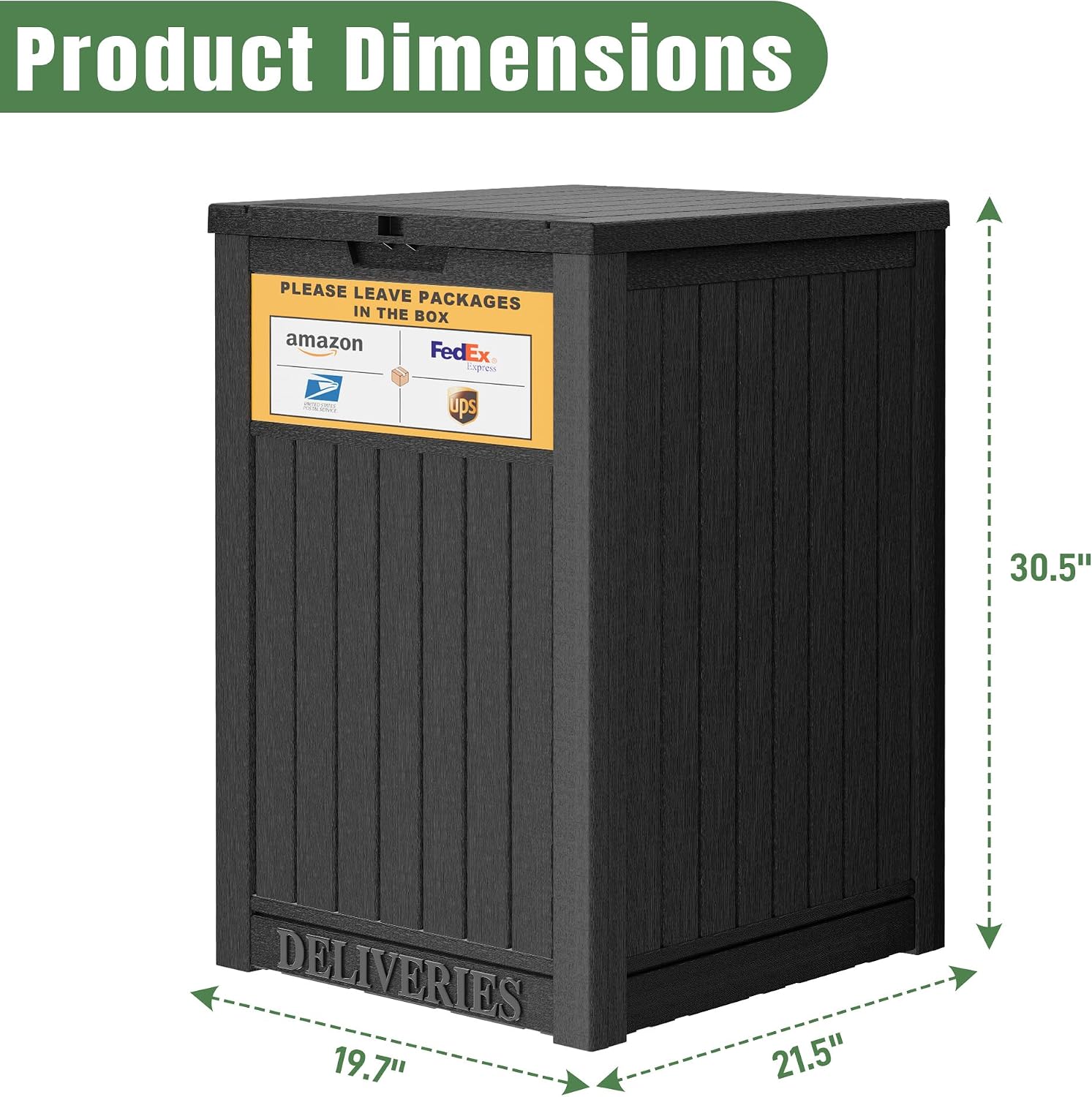 Package Delivery Box for Outside, Black