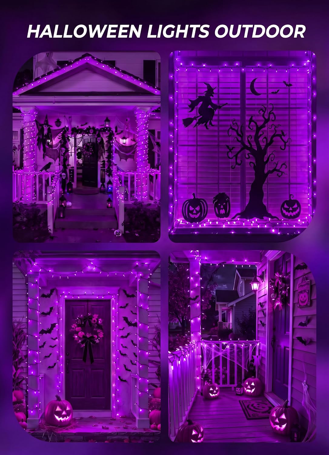 Purple LED Halloween Lights Indoor Outdoor, 33FT 100LED Mini String Lights