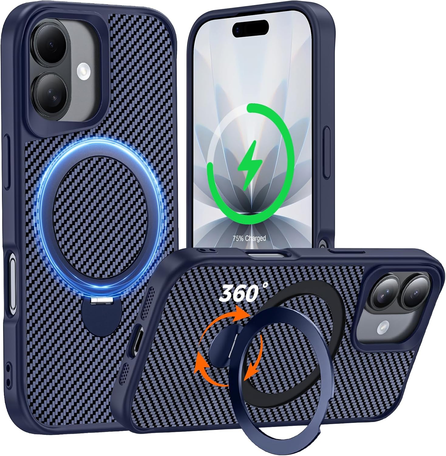 Designed for iPhone 17 Case with Stand, Cosmic Orange