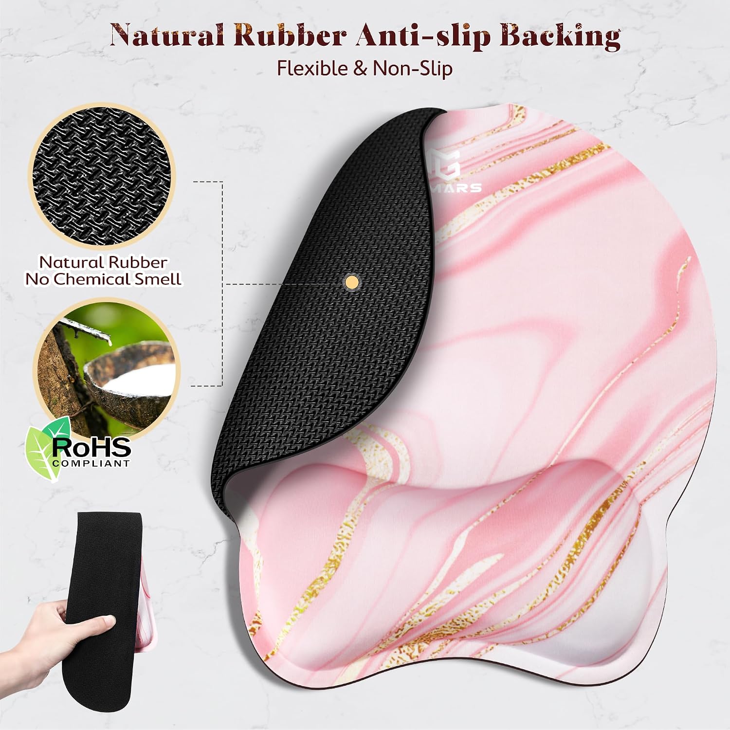 Gimars Ergonomic Mouse Pad Wrist Support, Upgrade Enlarge Superfine Fibre Soft Smooth Keyboard Wrist Rest, Comfortable Memory Foam Wrist Rest for Pain Relief, Computer, Gaming, Office, Pink Golden