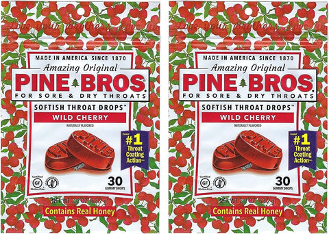 Pine Bros. Softish Throat Drops Value Pack, Wild Cherry 30 ea(pack of 2) by Pine Bros.