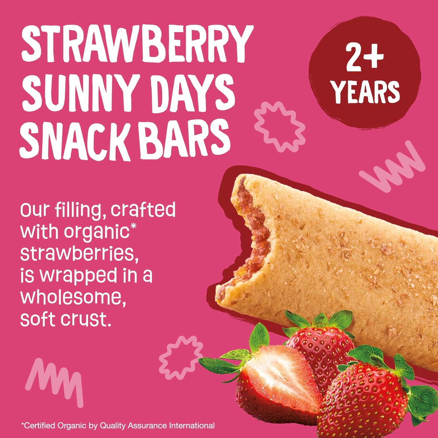 Earth's Best Organic Kids Snacks, Sesame Street Toddler Snacks, Organic Sunny Days Snack Bars for Toddlers 2 Years and Older, Strawberry with Other Natural Flavors, 16 Bars Per Box